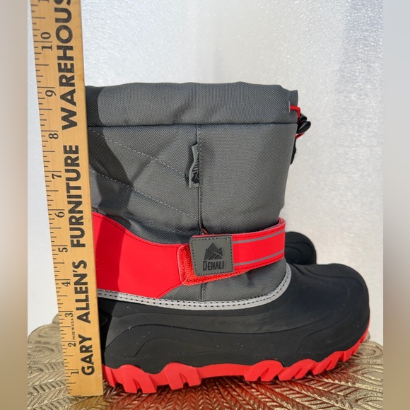 Denali Kids Snow Boots – Gray & Red – Size 4 - Picture 6 of 16